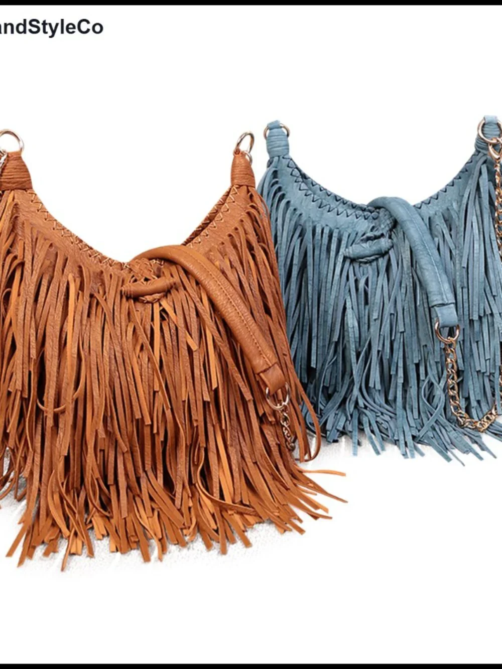 Women Fringe Tassel Cross Body Bag PU Leather Leisure Shoulder Bag